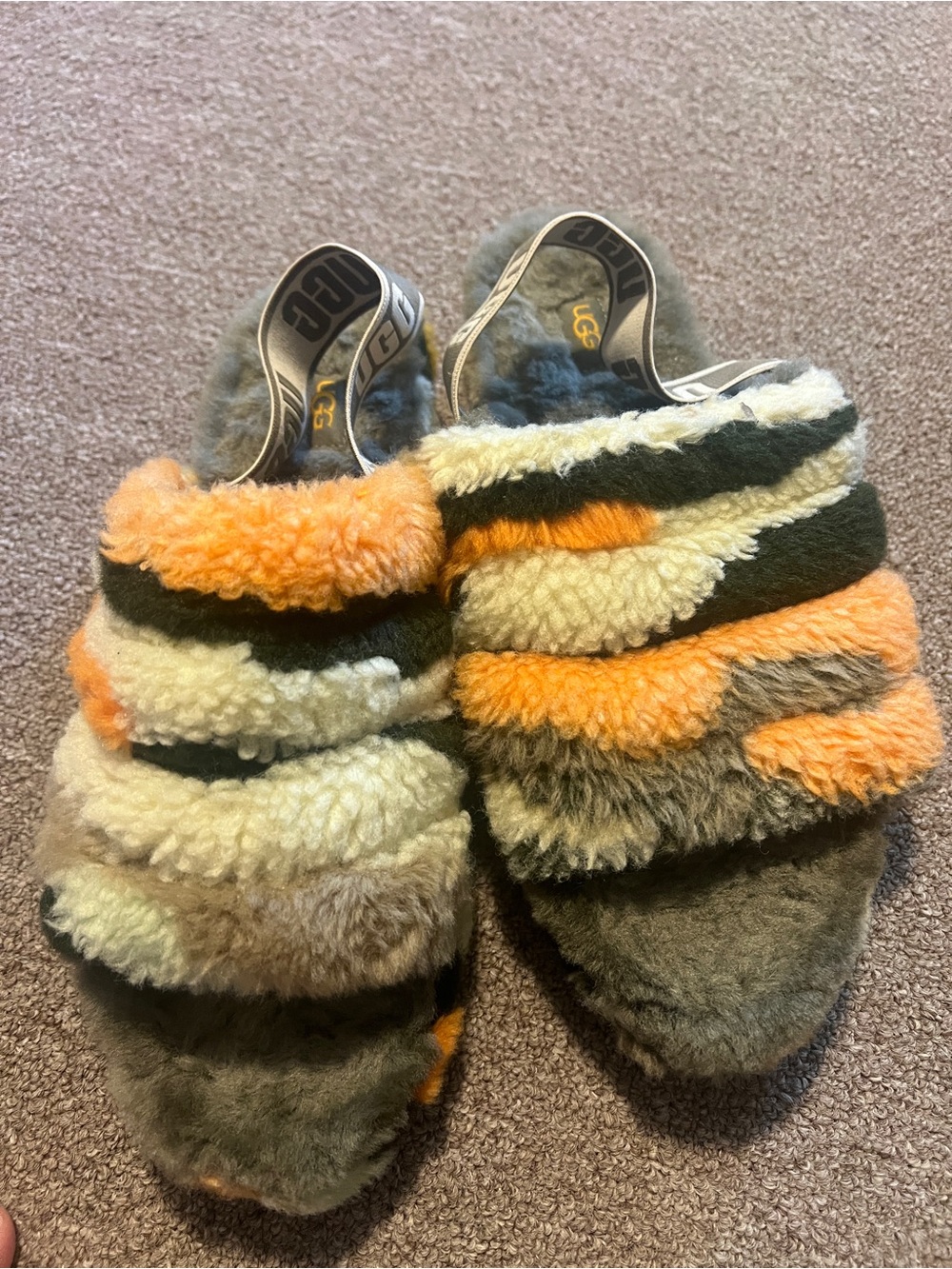 UGG adult Multi-Color Fluffy Slide Slippers